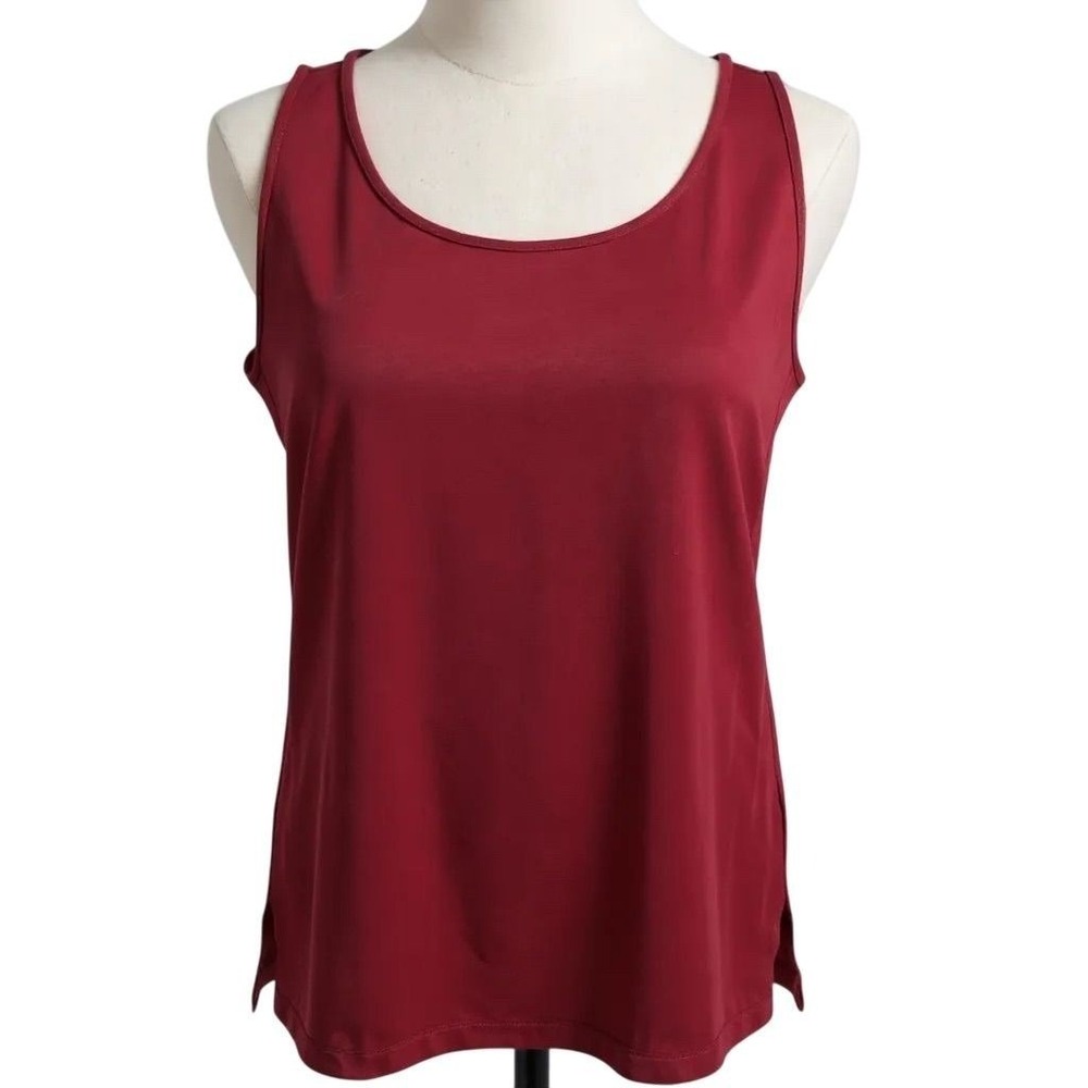 NEW John Mark Women's LARGE Sleeveless Burgundy Tank Top Size L Casual Layering